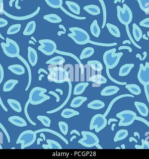 Einfache, in Blau Blumen nahtlose Muster. Vector Illustration. Stock Vektor