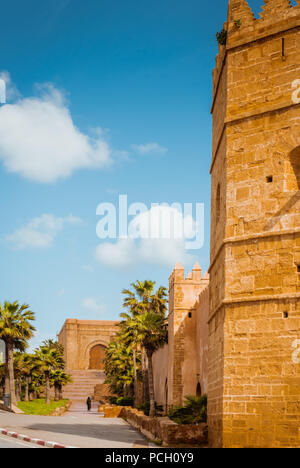 Kasbah von Udayas Festung in Rabat Marokko. Kasbah Udayas ist alten Attraktion von Rabat Marokko Stockfoto