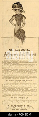 Albrecht Pelze, E. Albrecht & Sohn, Saint Paul, Minnesota, 1909 Werbung. Stockfoto