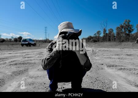 Mann ein Foto des Fotografen, Townsville, Queensland, Australien Stockfoto