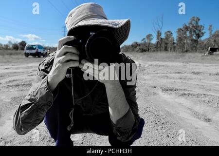 Mann ein Foto des Fotografen, Townsville, Queensland, Australien Stockfoto