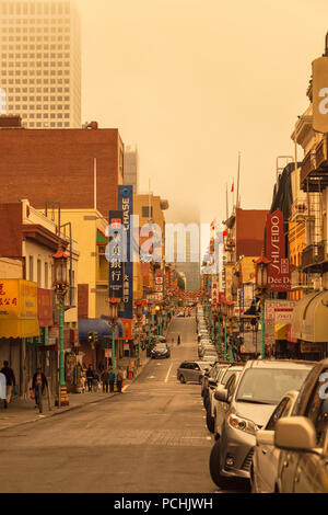 San Francisco Chinatown, betroffen von der Yolo County wildfire am Juli 01, 2018, Washington, United States. Stockfoto