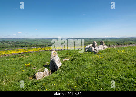 Fünf Brunnen chambered Cairn, Taddington, Derbyshire, England. Reste einer megalithischen Grab dachte das höchste Beispiel seiner Art in Großbritannien zu werden. Stockfoto