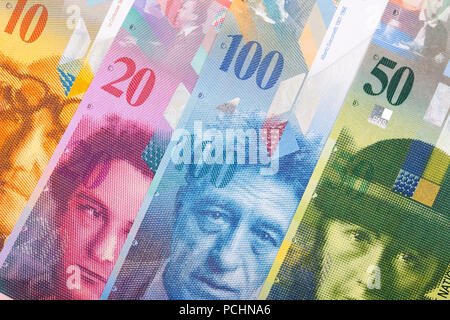 Schweizer Geld, einen Hintergrund Stockfoto