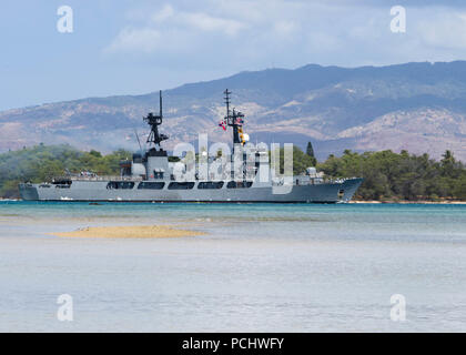 180731-N-ND 356-0063 JOINT BASE Pearl Harbor - HICKAM (31.07.2018) philippinische Marine Fregatte BRP Andrés Bonifacio (FF 17) Kehrt zu Joint Base Pearl Harbor-Hickam zum Abschluss der - auf See - Phase des Randes des Pazifik (Rimpac) Übung, Juli 31. 25 Nationen, 46 Schiffe, 5 U-Boote, und etwa 200 Flugzeugen und 25.000 Angestellte beteiligen sich an Rimpac vom 27. Juni bis 2. August in und um die hawaiischen Inseln und Südkalifornien. Die weltweit größte internationale maritime Übung RIMPAC bietet eine einzigartige Ausbildung während der Förderung und Erhaltung der Genossenschaft r Stockfoto