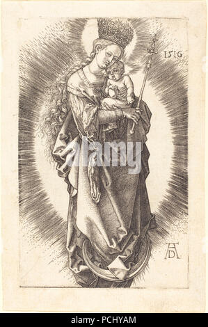 Albrecht Dürer - Die Jungfrau mit dem Kind auf einem Halbmond mit einem Zepter und ein Sternenhimmel Krone (1943.3.3536). Stockfoto