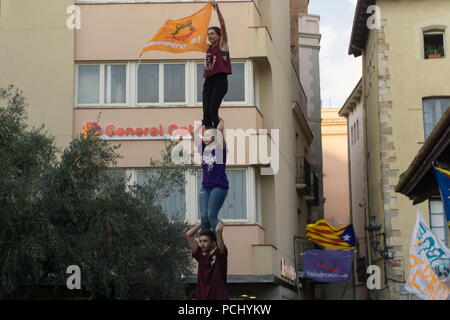 Granollers, Katalonien, Spanien, 3. Oktober 2017: ruhigen Menschen aus Protest gegen die spanische Polizei Intervention am 1. Oktober in Katalonien Referendum. Stockfoto