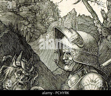 Albrecht Dürer Detail 1513 - ritter Tod und Teufel. Stockfoto