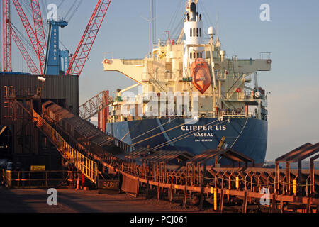 Bulk Carrier Clipper Lis abladen Cargo Stockfoto