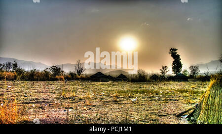 Landschaft des Dorfes Dowayo Stamm bei Sonnenuntergang Poli, Kamerun Stockfoto