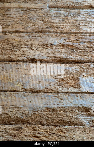 Massive alten französischen Bauernhaus Holzbodenplatten nach der Restaurierung. Full Frame Hintergrund Textur in der Nähe. Stockfoto