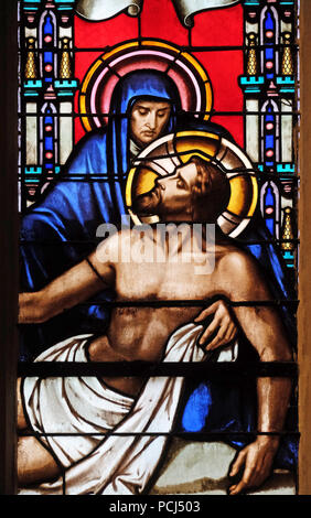 Deposition vom Kreuz, Kirchenfenster von St. Germain-l'Auxerrois Kirche in Paris, Frankreich Stockfoto