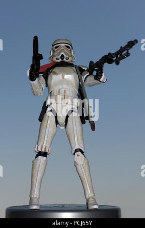 Ein stormtrooper, einem fiktiven Soldat in der Star Wars Franchise erstellt von George Lucas. In Star Wars eingeführt. Stockfoto