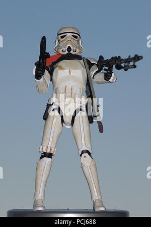 Ein stormtrooper, einem fiktiven Soldat in der Star Wars Franchise erstellt von George Lucas. In Star Wars eingeführt. Stockfoto