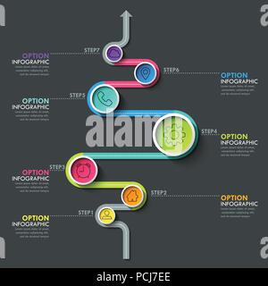 Business Circle timeline Banner. Moderne Unternehmen Infografik. Infografik Anzahl Optionen. Kurvenreiche Straße timeline. Vector EPS 10. Stock Vektor