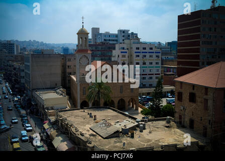 Luftaufnahme der melkitische griechisch-katholische Eparchie in Sidon, Libanon Stockfoto