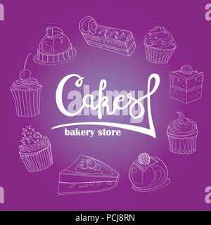 Logo, Zeichen, Stil für die Konditorei, Bäckerei. Beschriftung, Stock Vektor