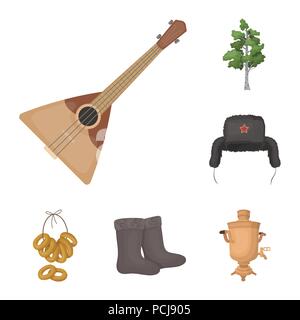 Land Russland, Reisen cartoon Symbole im Set Sammlung für Design. Sehenswürdigkeiten und verfügt über Vektor Symbol lieferbar Abbildung. Stock Vektor
