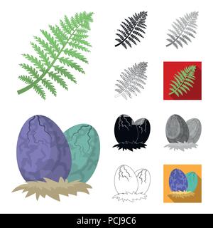 Verschiedene Dinosaurier Cartoon, schwarz, flach, monochrom, umriss Symbole im Set Sammlung für Design. Prähistorische Tier vektor Symbol lieferbar Abbildung. Stock Vektor