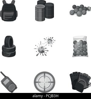 Zubehör, Taschen, Bälle, barikad, Fässer, drop, Ausrüstung, Extreme, Fahnen, Spiel, Handschuhe, Icon, Illustration, isoliert, Knie, Logo, Markierer, Maske, Militär, monochrom, optische, andere, Lack, Paintball, Player, Schutz, Erholung, Sand, Set, Shield, sight, Zeichen, Sport, Spray, Strategie, Symbol, Taktik, Reifen, einheitliche, Vector, Weste, walkie-talkie, Waffen-, Web-, Holz- Vektor Vektoren, Stock Vektor