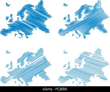 Scribble Europa Karte Vektor Stock Vektor