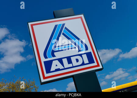 Schild, Aldi, Berlin, Deutschland Stockfoto