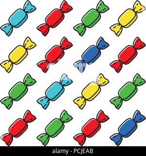 Nahtlose Hintergrundmuster mit bunten verpackt Hard Candy Stock Vektor