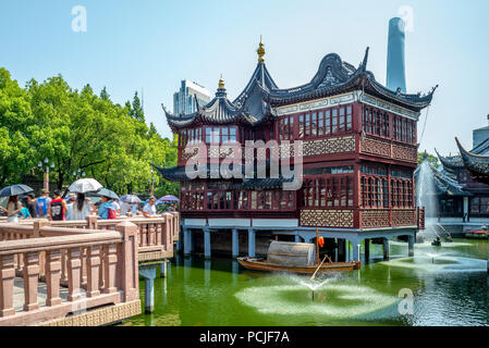 Mid-Lake Pavillon in den Yu Garten, Shanghai, China Stockfoto