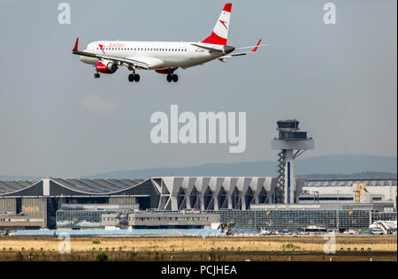 Flughafen Frankfurt/Main, FRA, Fraport, Österreichische Jet nähert, Stockfoto