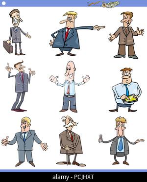 Cartoon Illustration der lustige Männer oder Geschäftsleute Figuren Set Stock Vektor