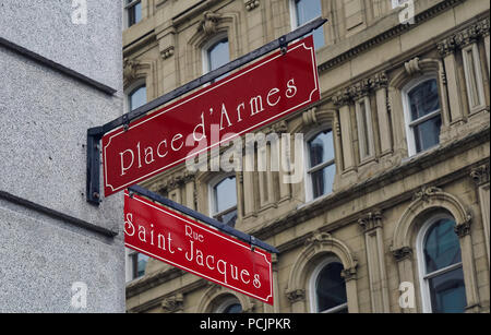 Montreal, Kanada, 2. August 2018. Straßenschilder in der Altstadt von Montreal. Credit Mario Beauregard/Alamy leben Nachrichten Stockfoto