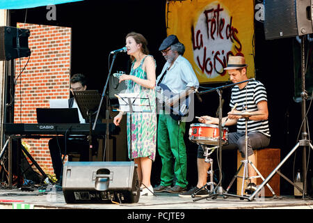 Lokale jazz band Konzert auf der Freilichtbühne in Montreal, Quebec, Kanada. Stockfoto