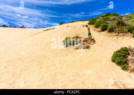 Die Sanddünen von Sao Martinho do Porto, Alcobaca, Portugal. Stockfoto