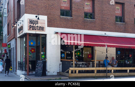 Hippi Pountine, eine poutine Shop in Montreal auf der Rue Dt Denis Stockfoto