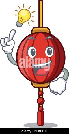 Eine Idee haben chinesische Laterne Maskottchen Karikatur Stock Vektor