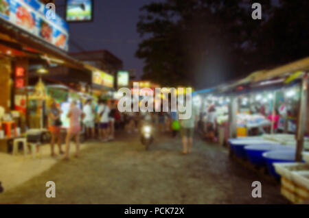 Blur Festival food Nacht Markt für Hintergrund. können für die Anzeige verwendet werden. Stockfoto