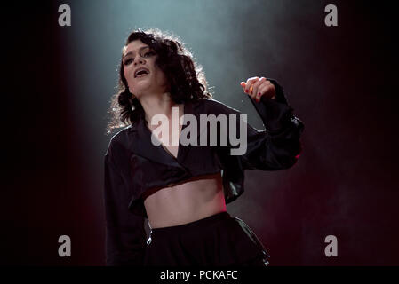 BONTIDA, Rumänien - 22 JULI 2018: Sängerin Madonna und ihre Band live auf der Bühne des wichtigsten Electric Castle Festival Stockfoto