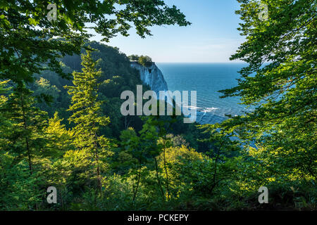 Blick auf den Königsstuhl King's Chair ist die berühmten Kreidefelsen auf der Insel Rügen, Nationalpark Jasmund. Stockfoto