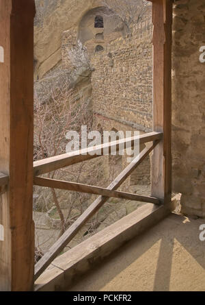 Vom Balkon in David Gareja Klosteranlage, Sagarejo Gemeinde, Region Kachetien, Georgien; Stockfoto