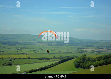 Paragliding, South Downs, Sussex Stockfoto