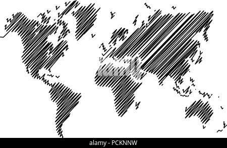 Welt Karte kritzeln Vektor Stock Vektor