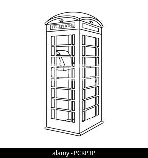 Red Phone Cabin Symbol in der gliederungsansicht Stil auf weißem Hintergrund. England Land symbol Vektor Illustration. Stock Vektor