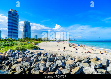 South Pointe Park und Pier am South Beach von Miami Beach. Paradies und tropischen Küste von Florida. USA. Stockfoto