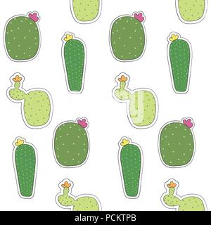 Nahtlose Muster der mexikanischen Kakteen blühen. Cactus patches Collection. Cactus nahtlose doodle Hintergrund. Vector EPS 10. Stock Vektor