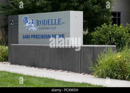 Ein logo Zeichen außerhalb des Hauptquartiers der Rodelle, Inc. in Fort Collins, Colorado, am 21. Juli 2018. Stockfoto