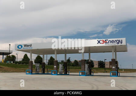 Ein logo Zeichen außerhalb eines X3 Energie und alternative Energie Erdgas- tankstelle in Greely, Colorado, am 21. Juli 2018. Stockfoto