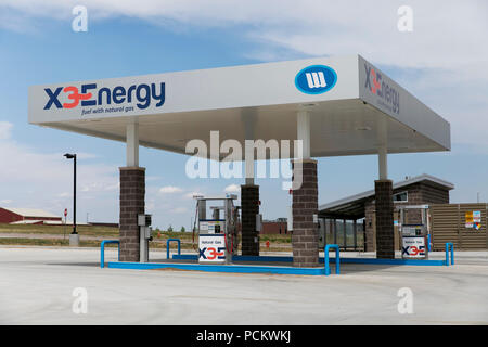 Ein logo Zeichen außerhalb eines X3 Energie und alternative Energie Erdgas- tankstelle in Greely, Colorado, am 21. Juli 2018. Stockfoto