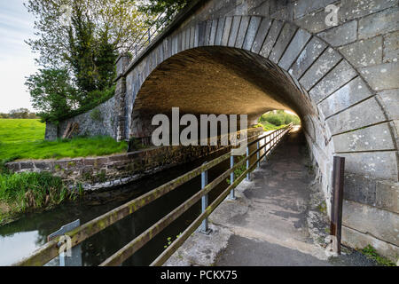 Am späten Abend Licht unter dem Dach einer Brücke aus Stein in Moira, County Down, N, Irland glänzend Stockfoto