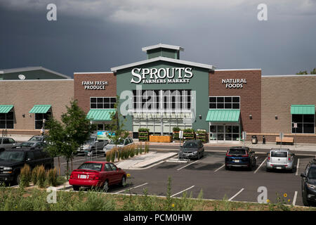 Ein logo Zeichen außerhalb von Sprossen Farmers Market retail Grocery Store in Arvada, Colorado, am 22. Juli 2018. Stockfoto