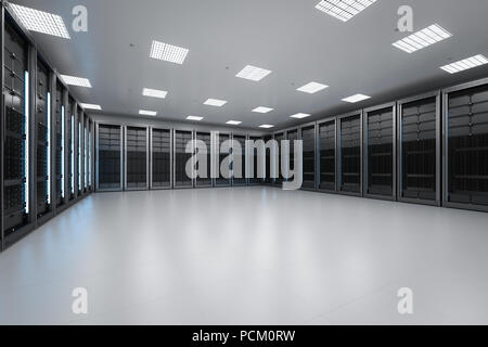 3D-rendering Serverraum oder Rechenzentrum Stockfoto
